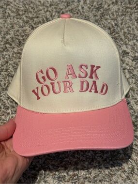 Cream and Pink 'Go Ask Your Dad' Baseball Cap